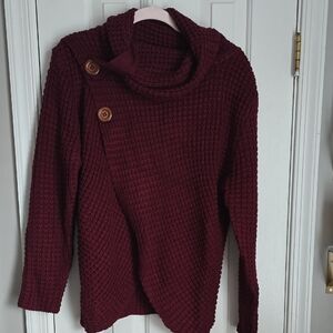 Zenana Outfitters Maroon Cowl Neck Sweater